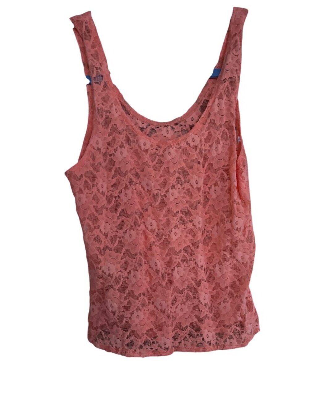 90s Fluorescent Orange Lace Tank Top & Leggings Set - Retro Floral Pattern - VTG - Picture 5 of 8